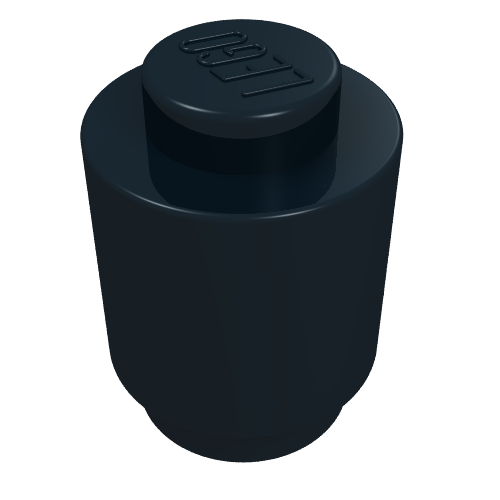 Rendu LDraw de Brique ronde 1 x 1 tenon plein (Brick Round 1 x 1 Solid Stud), couleur indicative