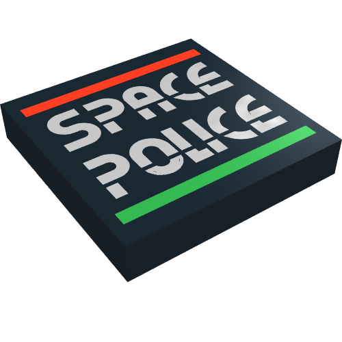 Rendu LDraw de Tuile 2 x 2 avec espace police ii logo imprimé (Tile 2 x 2 with Space Police II Print logo), couleur indicative