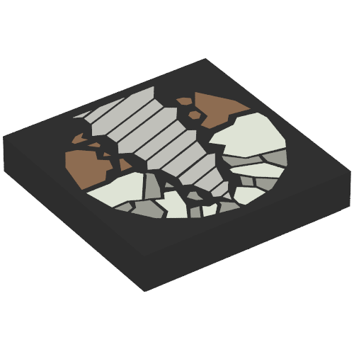 Rendu LDraw de Tuile 2 x 2 avec motif imprimé Perceuse (Tile 2 x 2 with Drill Print), couleur indicative