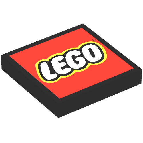 Rendu LDraw de Tuile 2 x 2 avec logo LEGO Type 2 imprimé (Tile 2 x 2 with LEGO Logo Type 2 Print), couleur indicative