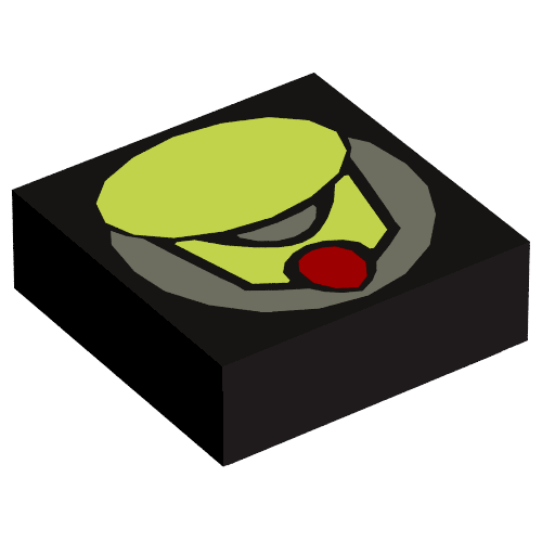 Tuile 1 x 1 avec motif imprimé ovale vert (Tile 1 x 1 with Green Oval Print)