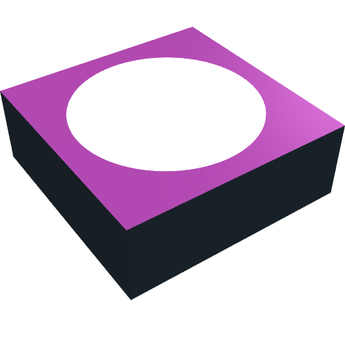Rendu LDraw de Tuile 1 x 1 avec dessus violet et motif imprimé cercle blanc (Tile 1 x 1 with Purple Top and White Circle Print), couleur indicative