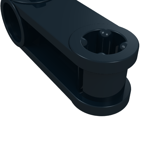 Rendu LDraw de Raccord Technic pour axe et connecteur perpendiculaire 3L avec trou pour connecteur (Technic Axle and Pin Connector Perpendicular 3L with Pin Hole), couleur indicative