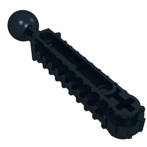 Rendu LDraw de Double crémaillère Technic avec rotule (Technic Gear Rack Double with Ball Joint), couleur indicative