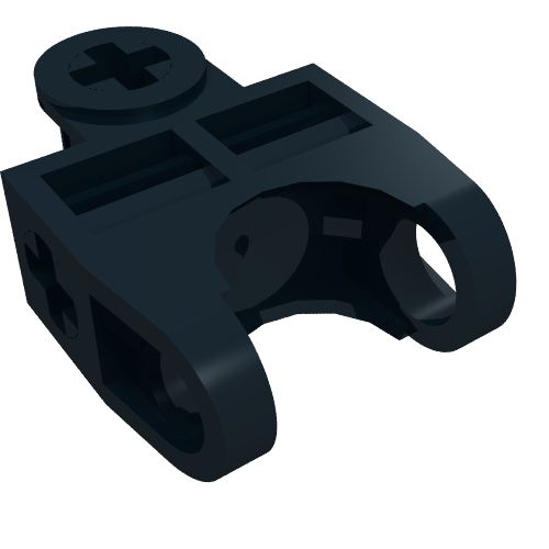 Rendu LDraw de Axe Technic Connecteur 2 x 3 avec prise à bille, côtés ouverts (Technic Axle Connector 2 x 3 with Ball Socket, Open Sides), couleur indicative