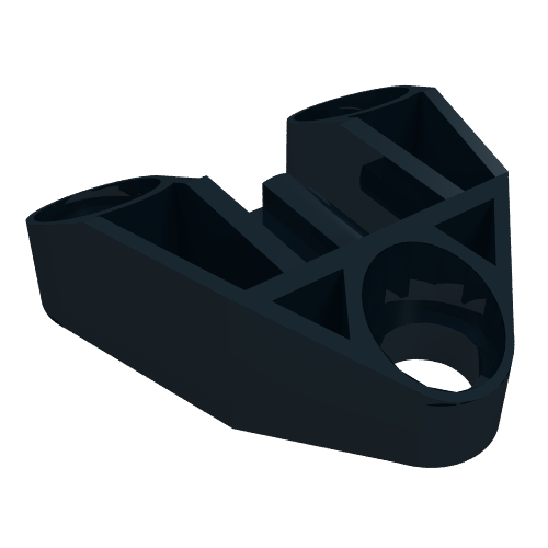 Rendu LDraw de Bloc Connecteur Technic 3 x 3 Triangulaire avec axe, et trou pour connecteur (Technic Connector Block 3 x 3 Triangular with Axle, and Pin Hole), couleur indicative