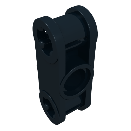 Rendu LDraw de Axe Technic et connecteur de connecteur perpendiculaire 3l avec trou de connecteur central (Technic Axle and Pin Connector Perpendicular 3L with Centre Pin Hole), couleur indicative