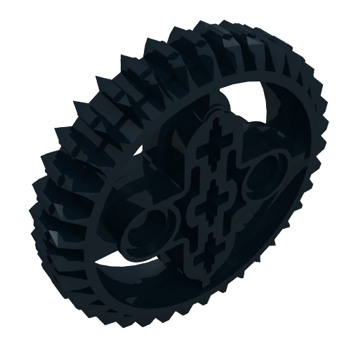Rendu LDraw de Engrenage Technic 36 dents à double biseau (Technic Gear 36 Tooth Double Bevel), couleur indicative