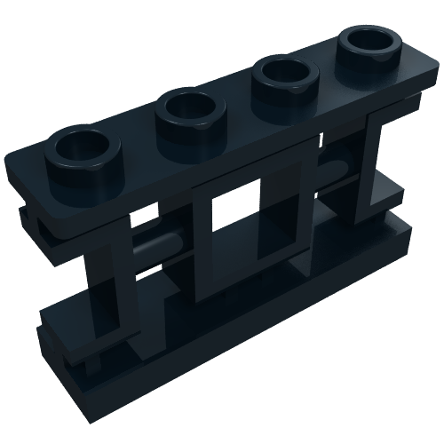 Rendu LDraw de Clôture 1 x 4 x 2 carré de treillis asiatique ornemental avec 4 tenons (Fence 1 x 4 x 2 Ornamental Asian Lattice Square with 4 Studs), couleur indicative