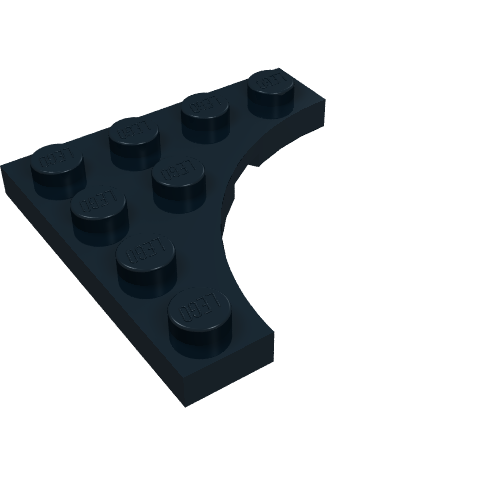 Rendu LDraw de Plaque spéciale 4 x 4 avec 3 x 3 quarts de tour Découpe (Plate Special 4 x 4 with 3 x 3 Quarter Round Cutout), couleur indicative