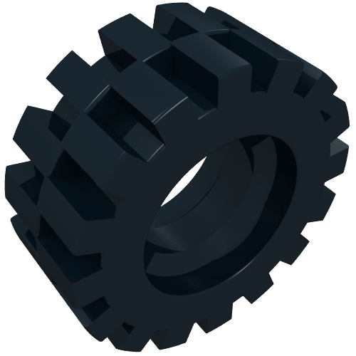 Rendu LDraw de Pneu 15 x 6 Décalé Petit (Tyre 15 x 6 Offset Tread Small), couleur indicative
