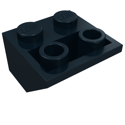 Brique inclinée inversée 45° 2 x 2 [connecteur de fond ovoïde, trous de taille de barre tenon] (Brick Sloped Inverted 45° 2 x 2 [Ovoid Bottom Pin, Bar-sized Stud Holes])