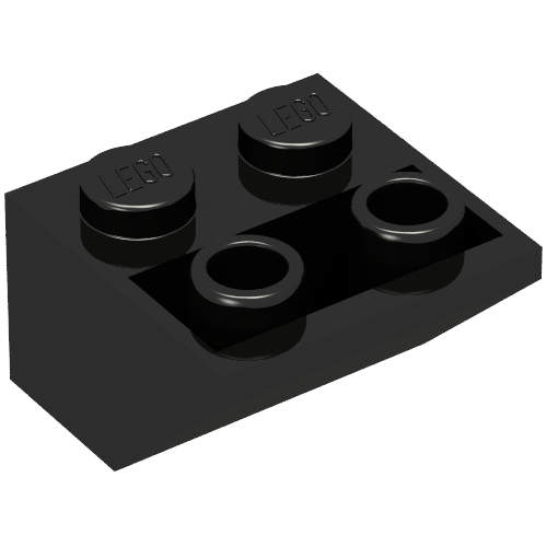 Rendu LDraw de Brique inclinée inversée 45° 2 x 2 [connecteur inférieure ronde] (Brick Sloped Inverted 45° 2 x 2 [Round Bottom Pin]), couleur indicative