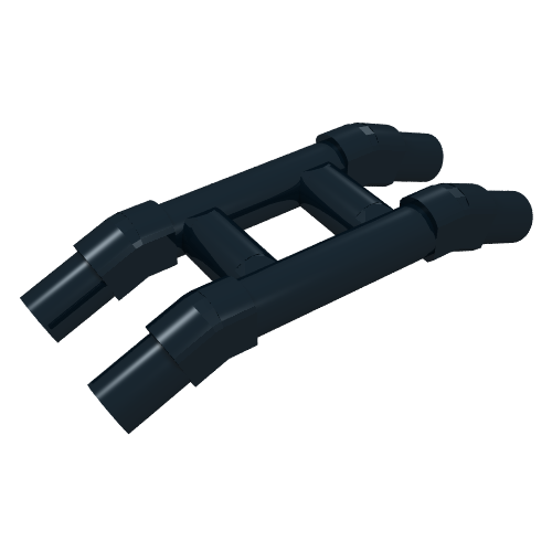 Rendu LDraw de Barre, Angle parallèle avec 2 barres de connexion (charnière de train) (Bar, Parallel Angled with 2 Connecting Bars (Train Hinge)), couleur indicative