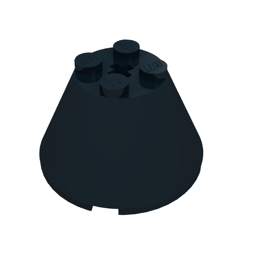 Rendu LDraw de Cône 4 x 4 x 2, trou d'axe [sans motif] (Cone 4 x 4 x 2, Axle Hole [Plain]), couleur indicative