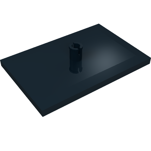 Rendu LDraw de Tuile spéciale 6 x 4 avec Beveled Edges and 5mm connecteur (Train Bogie Plaque), couleur indicative