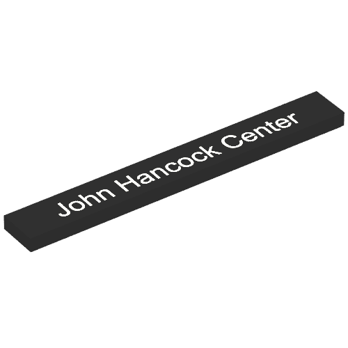 Rendu LDraw de Tuile 1 x 8 avec motif imprimé 'John Hancock Center' (Tile 1 x 8 with 'John Hancock Center' Print), couleur indicative