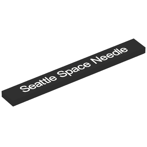 Rendu LDraw de Tuile 1 x 8 avec motif imprimé 'Seattle Space Needle' (Tile 1 x 8 with 'Seattle Space Needle' Print), couleur indicative