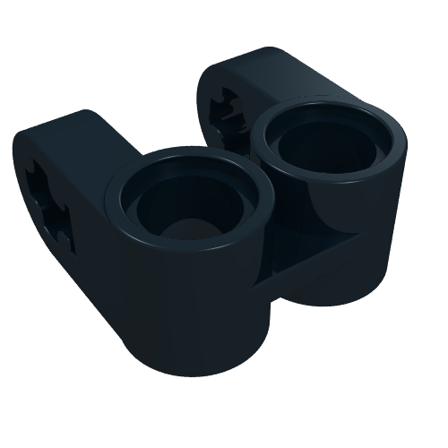 Rendu LDraw de Raccord Technic pour axe et connecteur perpendiculaire, double et fendu (Technic Axle and Pin Connector Perpendicular Double Split), couleur indicative