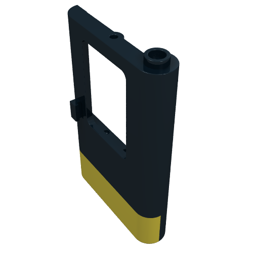 Rendu LDraw de Porte 1 x 4 x 5 Train droite avec motif imprimé à rayures jaunes (Door 1 x 4 x 5 Train Right with Yellow Stripe Print), couleur indicative