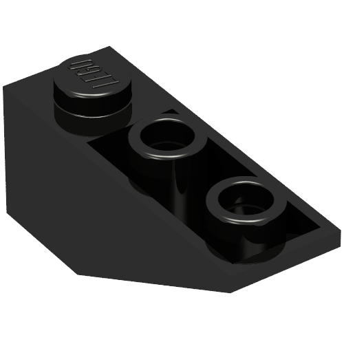 Rendu LDraw de Brique inclinée inversée 33° 3 x 1 avec bouchon interne et sans connexion frontale tenon (Brick Sloped Inverted 33° 3 x 1 with Internal Stopper and No Front Stud Connection), couleur indicative