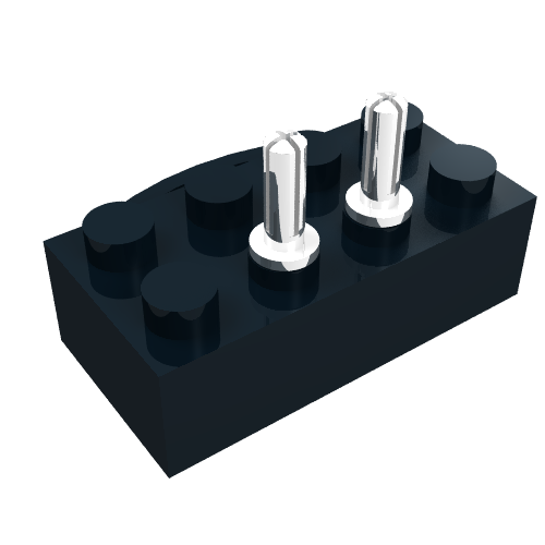 Rendu LDraw de Brique 2 x 4, 12V avec micros de puissance pour moteur de train et goupilles transversales (Brick 2 x 4, 12V with Power Pickups for Train Motor and Cross-cut Pins), couleur indicative