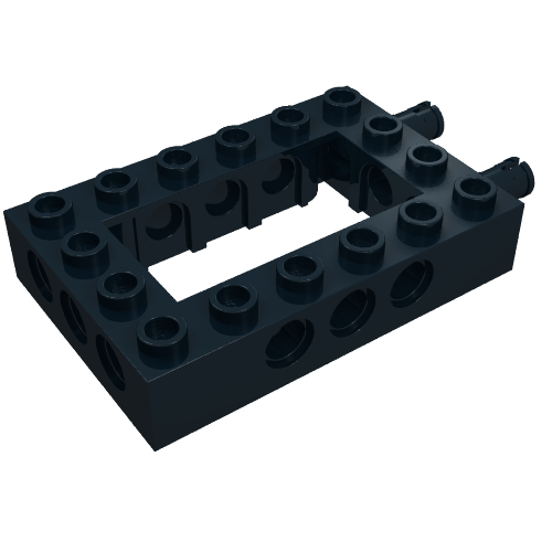 Rendu LDraw de Technic Brique 4 x 6 avec 2 x 4 Opening, 2 Fixed Rotatable Friction Pins on End, couleur indicative