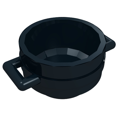 Rendu LDraw de Équipement Pot / Chaudron 3 x 3 x 1 & 3/4 avec poignées (Equipment Pot / Cauldron 3 x 3 x 1 & 3/4 with Handles), couleur indicative