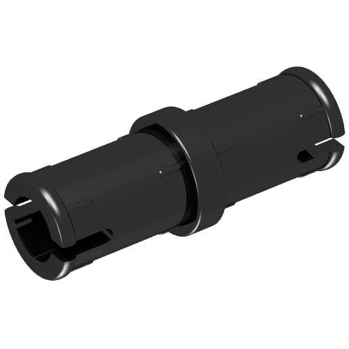 Rendu LDraw de connecteur Technic avec nervures de frottement dans le sens de la longueur, sans fentes centrales (Technic Pin with Friction Ridges Lengthwise, without Center Slots), couleur indicative