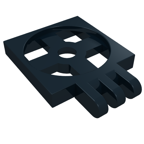 Rendu LDraw de Platine 2 x 2 plaque avec charnière, base [3 doigts] (Turntable 2 x 2 Plate with Hinge, Base [3 Fingers]), couleur indicative