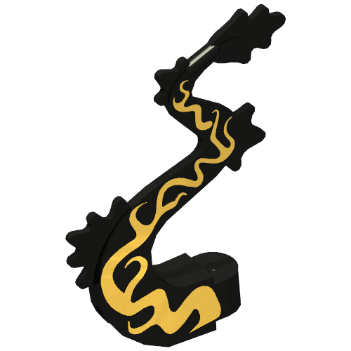 Rendu LDraw de Creature Body Part, Dragon Tail avec Metallic Gold Print, couleur indicative