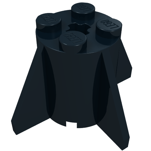 Rendu LDraw de Brique ronde 2 x 2 x 2 avec trou d'axe et ailettes (Brick Round 2 x 2 x 2 with Axle Hole and Fins), couleur indicative