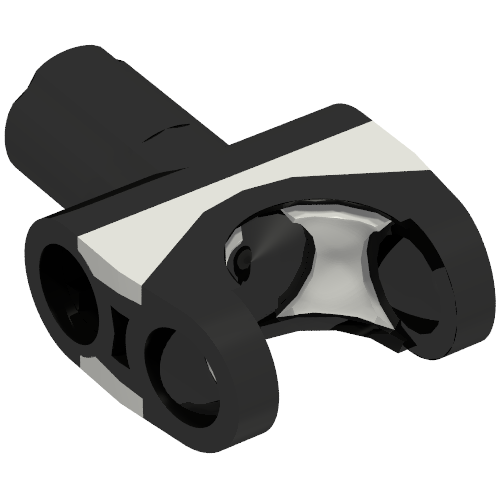 Rendu LDraw de Axe Technic Connecteur 2 x 3 avec prise à bille et prise d'axe avec insert en caoutchouc gris clair (Technic Axle Connector 2 x 3 with Ball Socket and Axle Socket with Light Bluish Gray Rubber Insert), couleur indicative