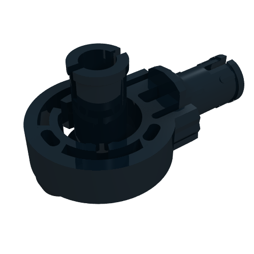 Rendu LDraw de Boucle à rotule avec deux connecteurs perpendiculaires avec friction (Technic Rotation Joint Ball Loop with Two Perpendicular Pins with Friction), couleur indicative