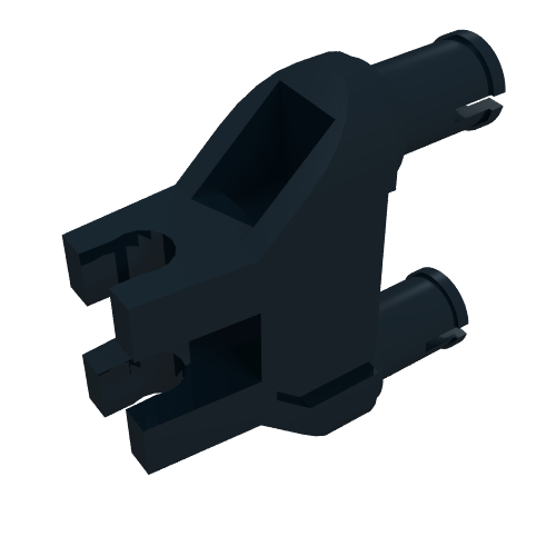 Rendu LDraw de Connecteur Technic double Triangle 1 x 3 avec 2 attaches (Technic Pin Double Triangle 1 x 3 with 2 Clips Completely Round Pinholes), couleur indicative