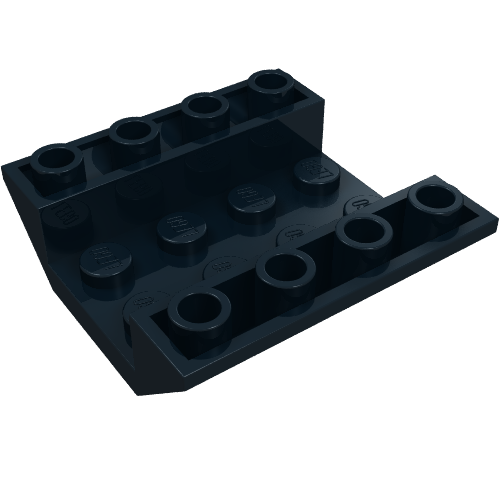 Rendu LDraw de Brique inclinée inversée 45° 4 x 4 doubles avec 4 x 2 encastrés (Brick Sloped Inverted 45° 4 x 4 Double with 4 x 2 Recessed), couleur indicative
