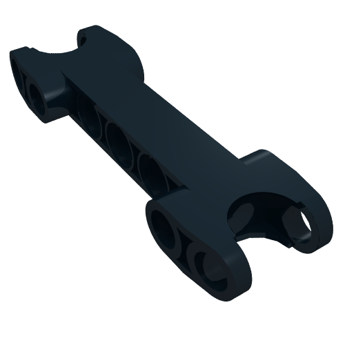 Rendu LDraw de Connecteur axe et connecteur Technic 2 x 7 avec deux douilles à rotule (Technic Axle and Pin Connector 2 x 7 with Two Ball Joint Sockets), couleur indicative