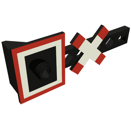 Rendu LDraw de Train 12V Level Crossing Sign avec Red/White Print, couleur indicative