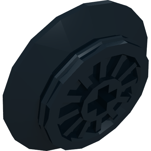 Rendu LDraw de Train roue Spoked avec Technic axe trou and Rubber Friction Band, couleur indicative
