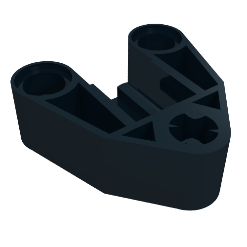 Rendu LDraw de Bloc Connecteur Technic 3 x 3 Triangulaire avec axe, et trou pour axe (Technic Connector Block 3 x 3 Triangular with Axle, and Axle Hole), couleur indicative