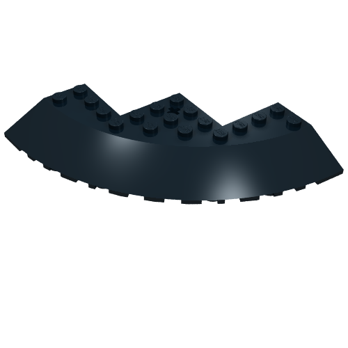 Rendu LDraw de Brique ronde coin 10 x 10 avec brique inclinée 33° Bord, trou pour axe, Découpe facette (Brick Round Corner 10 x 10 with Slope 33° Edge, Axle Hole, Facet Cutout), couleur indicative