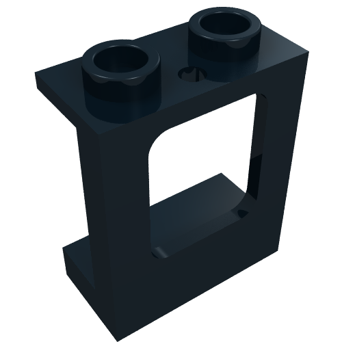 Rendu LDraw de Fenêtre 1 x 2 x 2 plan, tenons creux, un seul trou haut et bas pour le verre (Window 1 x 2 x 2 Plane, Hollow Studs, Single Hole Top and Bottom for Glass), couleur indicative