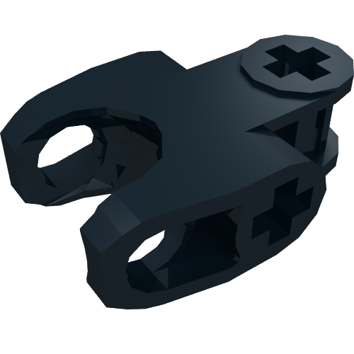 Rendu LDraw de Axe Technic Connecteur 2 x 3 avec prise à bille, côtés fermés, extrémités carrées (Technic Axle Connector 2 x 3 with Ball Socket, Closed Sides, Squared Ends), couleur indicative