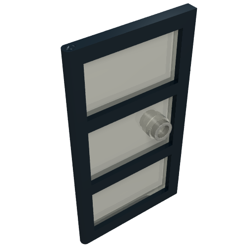 Rendu LDraw de Porte 1 x 4 x 6 avec 3 vitres et poignée avec verre transparent-brun (Door 1 x 4 x 6 with 3 Panes and Stud Handle with Trans-Brown Glass), couleur indicative
