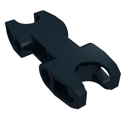 Rendu LDraw de Connecteur d'axe et de connecteur Technic 2 x 5 avec deux douilles à rotule [côtés fermés] [trous d'axe fermés] (Technic Axle and Pin Connector 2 x 5 with Two Ball Joint Sockets [Closed Sides] [Closed Axle Holes]), couleur indicative