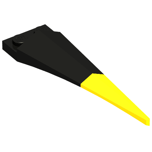 Rendu LDraw de Plaque spéciale 1 x 2 avec extension angulaire et embout flexible jaune (Plate Special 1 x 2 with Angular Extension and Flexible Yellow Tip), couleur indicative