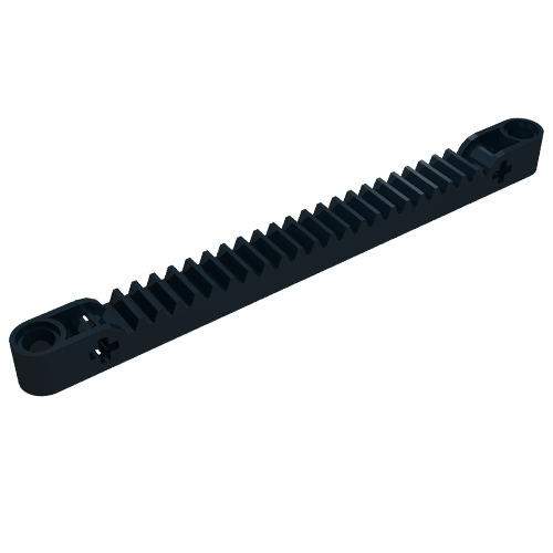 Rendu LDraw de Crémaillère Technic 1 x 13 avec axe et trous pour connecteurs (Technic Gear Rack 1 x 13 with Axle and Pin Holes), couleur indicative