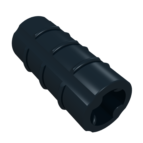 Rendu LDraw de Connecteur d'axe Technic strié [avec x trou x orientation] (Technic Axle Connector Ridged [with x Hole x Orientation]), couleur indicative