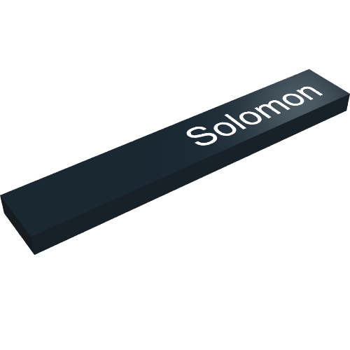 Rendu LDraw de Tuile 1 x 6 avec motif imprimé "Solomon" (Tile 1 x 6 with "Solomon" Print), couleur indicative