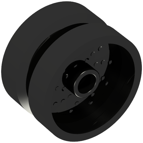 Rendu LDraw de Roue 18 x 12 avec trou pour connecteur et tenon (Wheel 18 x 12 with Pin Hole and Stud), couleur indicative